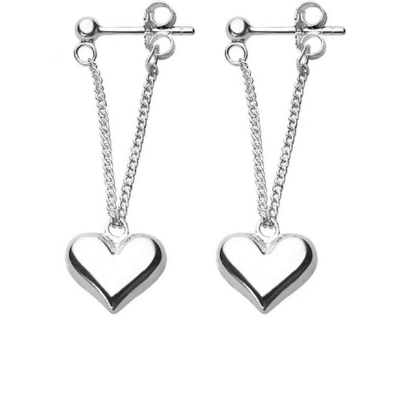 Heart chain tassel dangle earrings - Picture 3 of 4